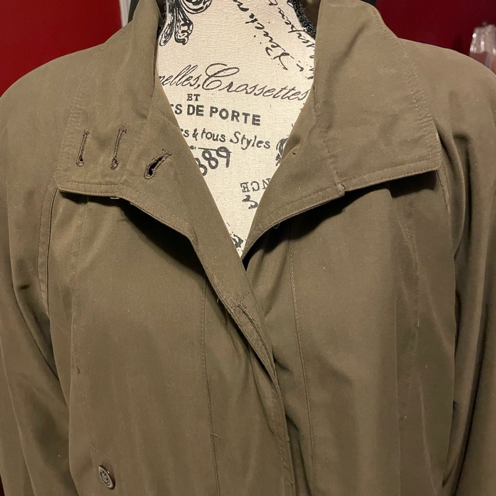 Fleet Street Olive Green Overcoat Trench Coat Long Jacket, Vintage 80’s 90’s - Picture 3 of 13